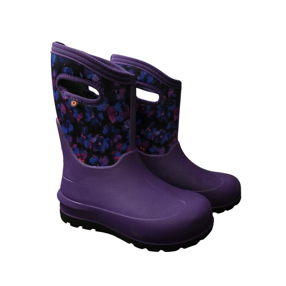 Bogs Neo-Classic Petal Purple Multi Floral Waterproof Insulated Boot Size 3